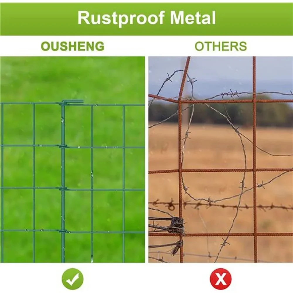 20ft Green Garden Fence for Dog Pet, Fencing Rustproof Metal Wire Panel Border
